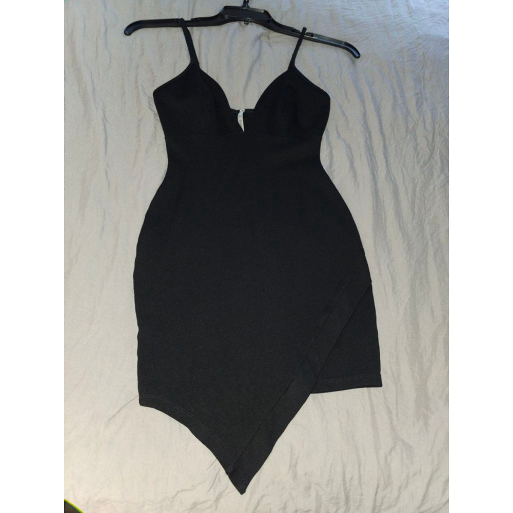 Women's Glare Black Asymmetrical Bodycon Dress Size S